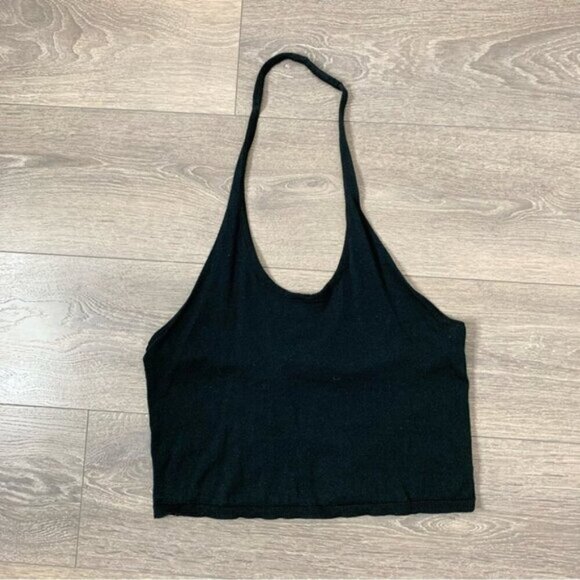 Anthropologie Sanctuary Essential Halter Top Knit Black Cropped Size L - Picture 5 of 15